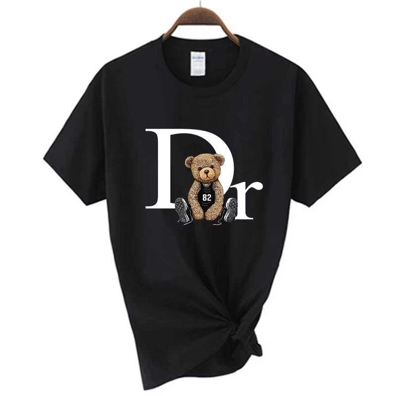 Luxury Brand Cute Bear Print Women T-Shirt Tshirt Summer Graphic Fashion Female T Shirts Woman Clothing Free Shipping