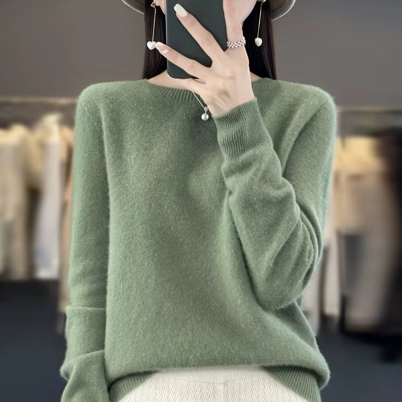 New Cashmere Sweater Women'S Sweater in Autumn and Winter 100% Merino Wool Fashion O-Neck Autumn Warm Pullover Top