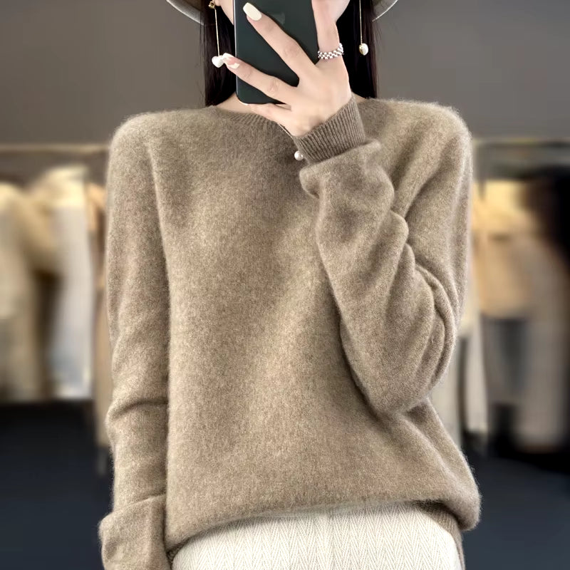 New Cashmere Sweater Women'S Sweater in Autumn and Winter 100% Merino Wool Fashion O-Neck Autumn Warm Pullover Top