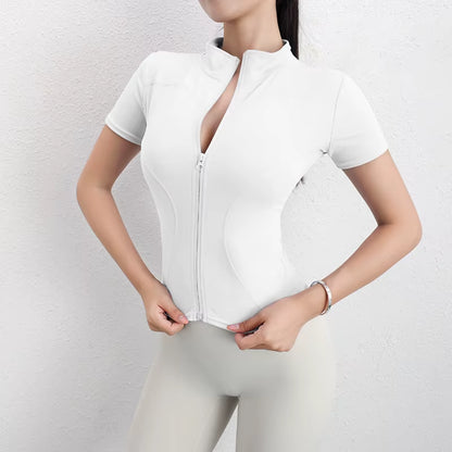 Slim Tracksuit Workout Top Female Training Jackets Zipper Long Sleeve Yoga Running Sports Coat