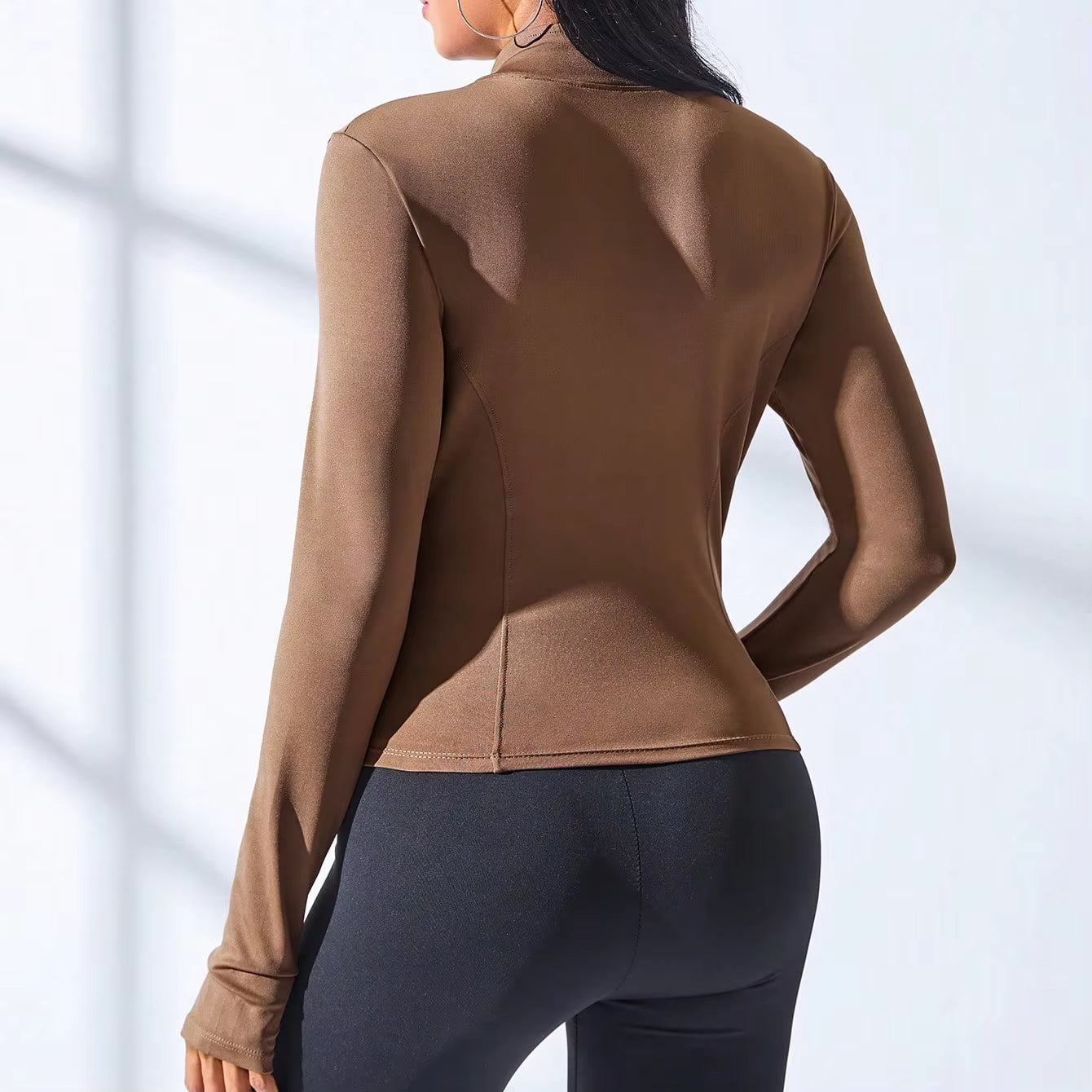 Slim Tracksuit Workout Top Female Training Jackets Zipper Long Sleeve Yoga Running Sports Coat