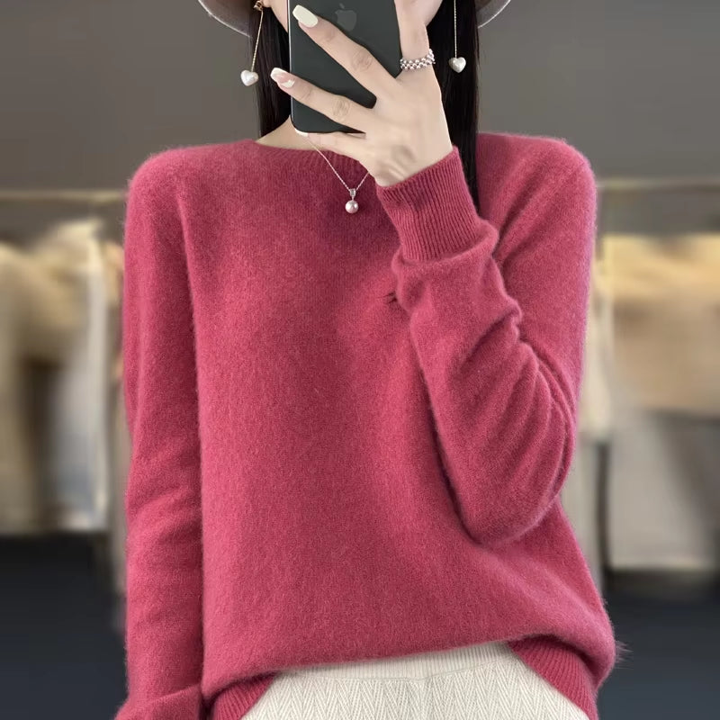 New Cashmere Sweater Women'S Sweater in Autumn and Winter 100% Merino Wool Fashion O-Neck Autumn Warm Pullover Top