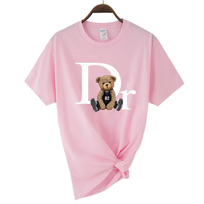 Luxury Brand Cute Bear Print Women T-Shirt Tshirt Summer Graphic Fashion Female T Shirts Woman Clothing Free Shipping