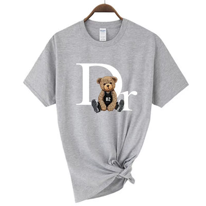 Luxury Brand Cute Bear Print Women T-Shirt Tshirt Summer Graphic Fashion Female T Shirts Woman Clothing Free Shipping