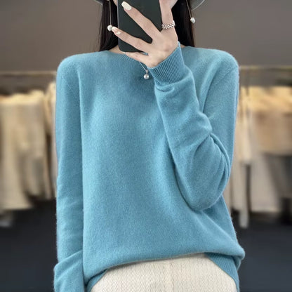 New Cashmere Sweater Women'S Sweater in Autumn and Winter 100% Merino Wool Fashion O-Neck Autumn Warm Pullover Top