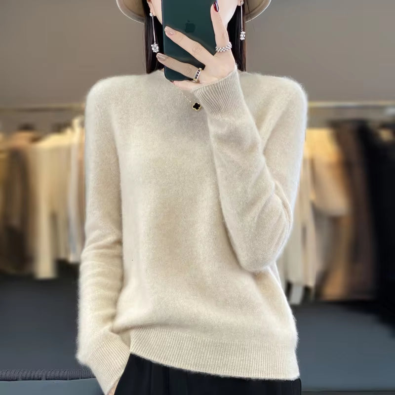 New Cashmere Sweater Women'S Sweater in Autumn and Winter 100% Merino Wool Fashion O-Neck Autumn Warm Pullover Top