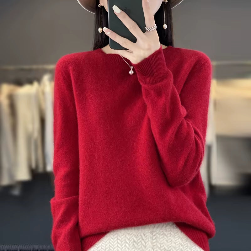 New Cashmere Sweater Women'S Sweater in Autumn and Winter 100% Merino Wool Fashion O-Neck Autumn Warm Pullover Top