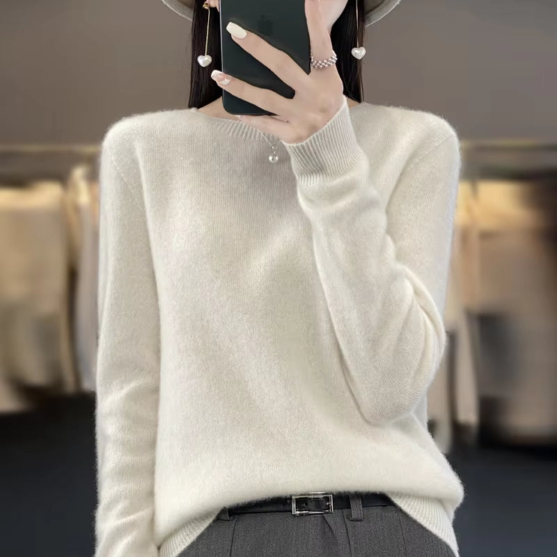 New Cashmere Sweater Women'S Sweater in Autumn and Winter 100% Merino Wool Fashion O-Neck Autumn Warm Pullover Top